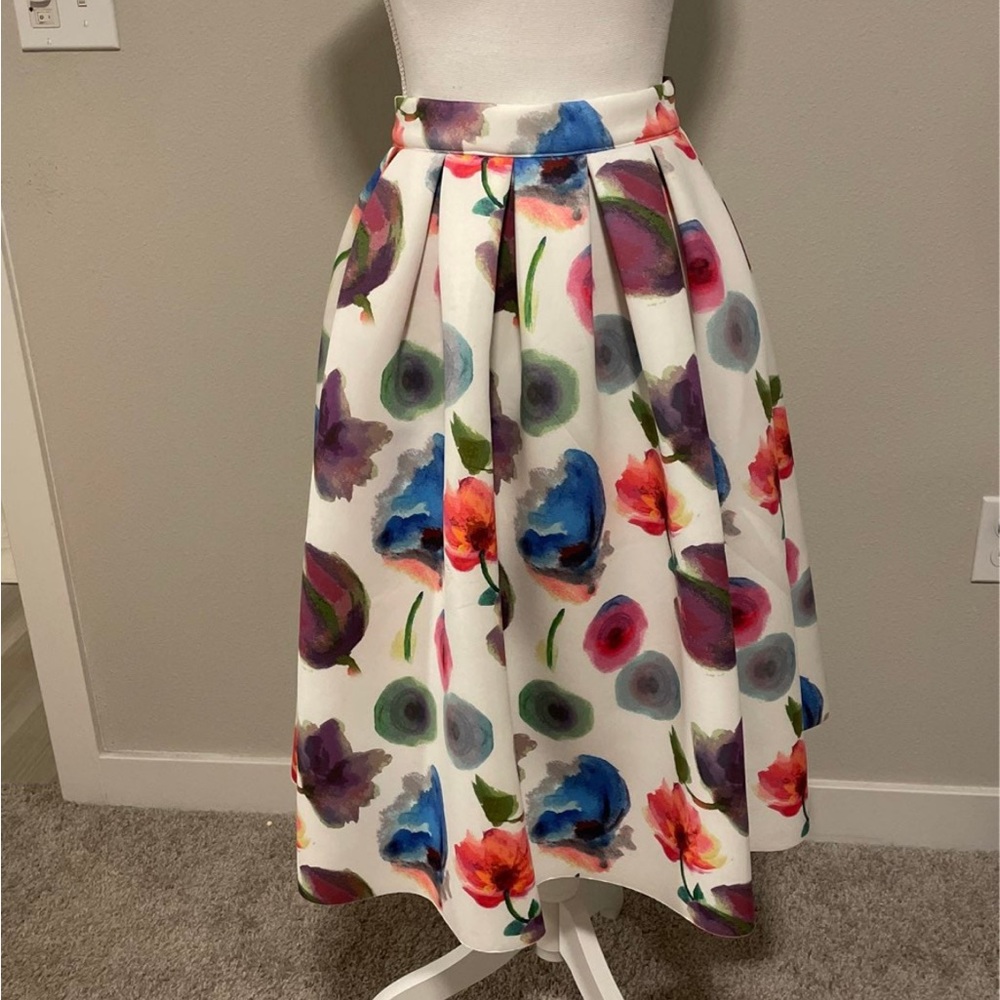 Lulus Ivory Floral Print Midi Skirt